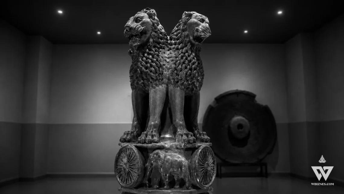 KLion Capital of Ashoka – a symbol of India, illustrating an article about the Indian economy
